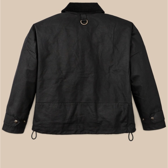 Filson women's shelter cloth short work coat XS black waxed cotton boxy cropped - Picture 2 of 13